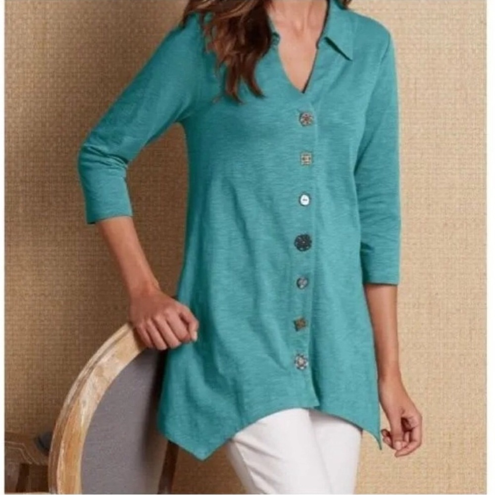 Soft Surroundings Danielle Button Tunic M - image 1